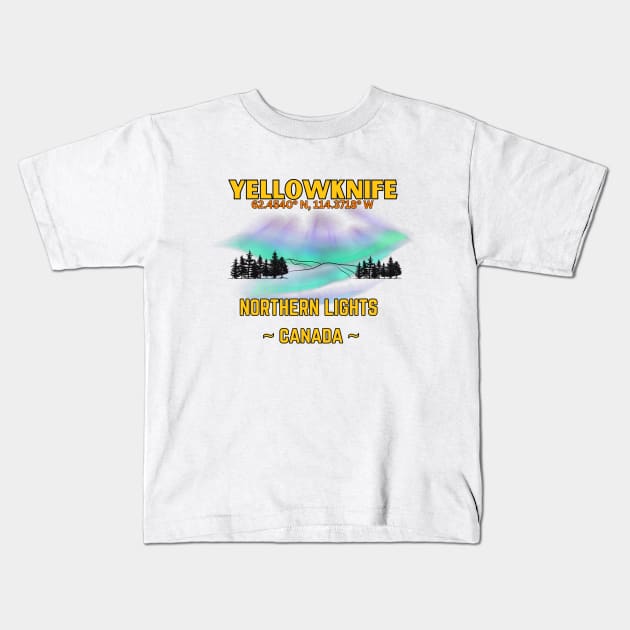 Yellowknife - Aurora Boreal - Northwest Territories Kids T-Shirt by DW Arts Design